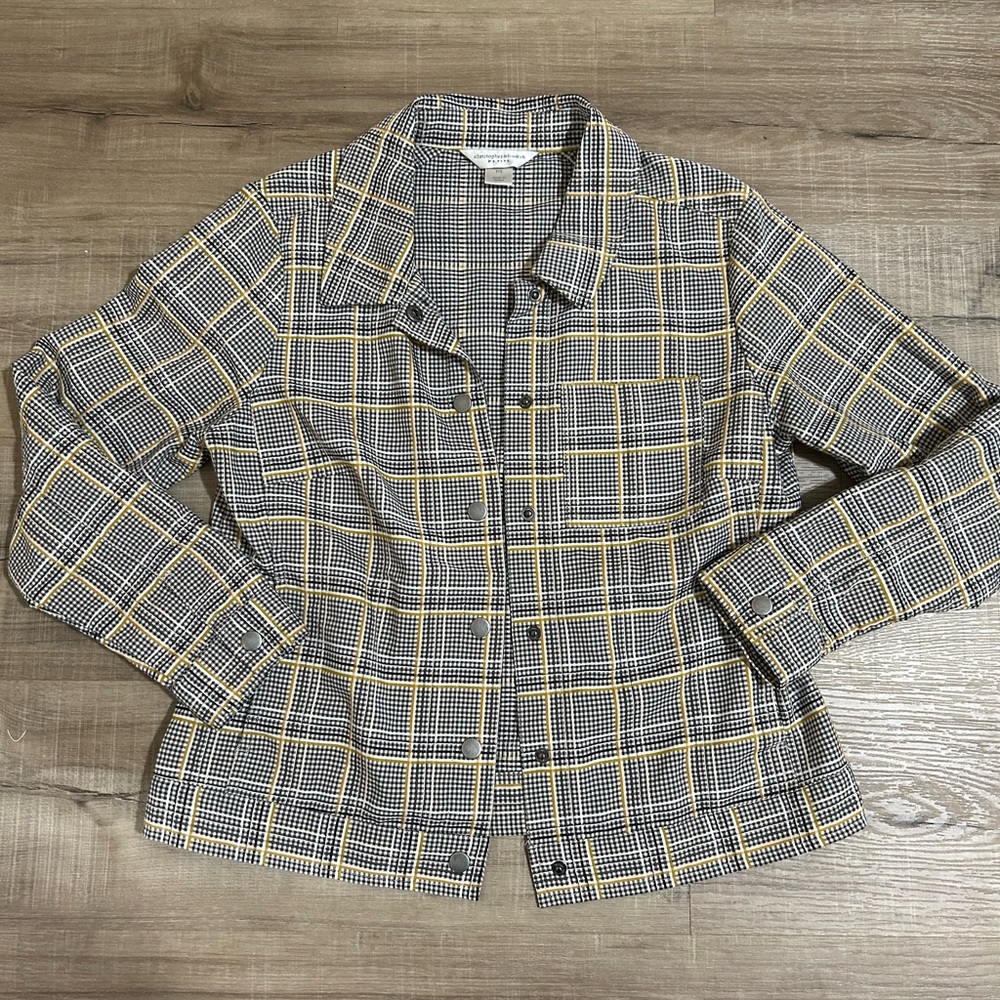 Plaid Button Down Shirt/ Light Jacket